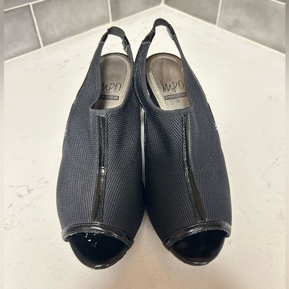 Impo Black Peep-Toe Slingback Heels - Picture 1 of 8